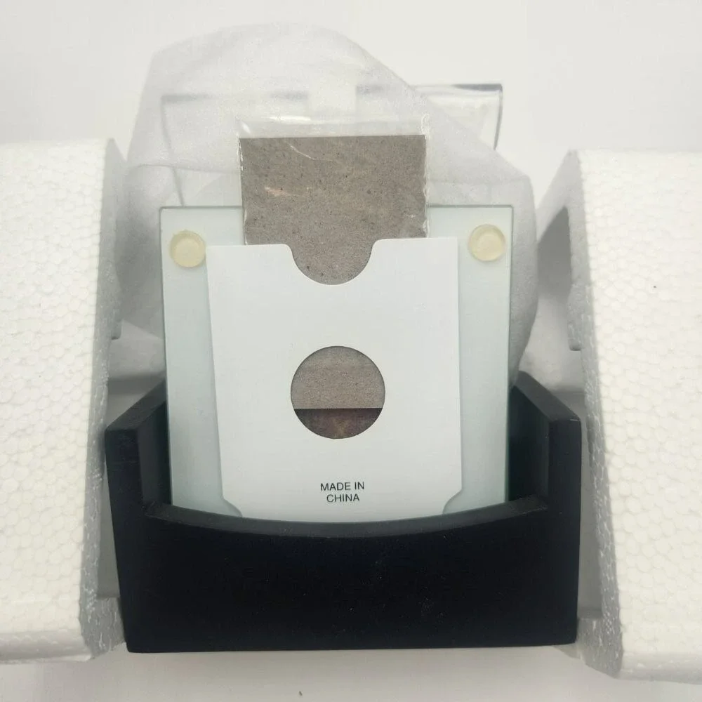 Set of 4 Frosted Glass Photo‎ Coasters with Wood Stand by Sarah Peyton Home
